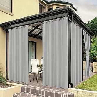 BONZER Outdoor Curtains for Patio Waterproof Thick Privacy Grommet Light Filtering Outside Curtains for Porch Pergola Gazebo Deck, 1 Panel, 84W x 95L inch, Silver