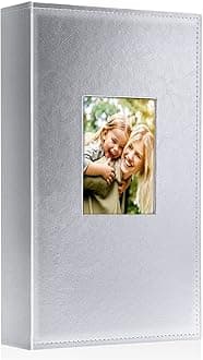 Ywlake Photo Album 4x6 300 Pockets, Leather Photo Albums Holds 300 Horizontal Only Pictures Silver
