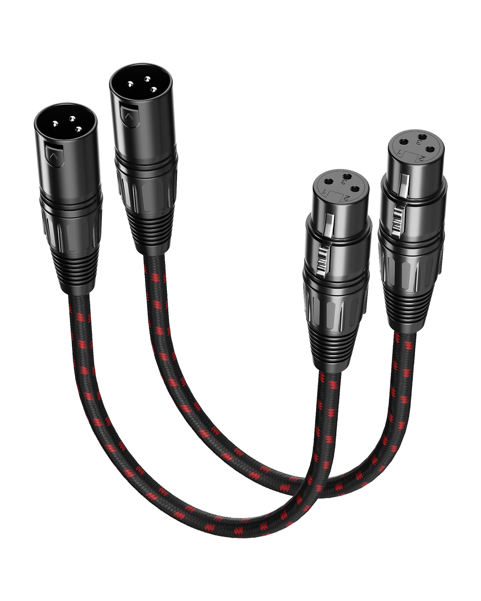 XLR Cable Short, Mic Cord 1 ft 2 Pack, All Length from 6inch to 100ft, Braided Balanced Microphone Cable Male to Female 3 Pin Connector for Microphones, Mixer, XLR Speaker