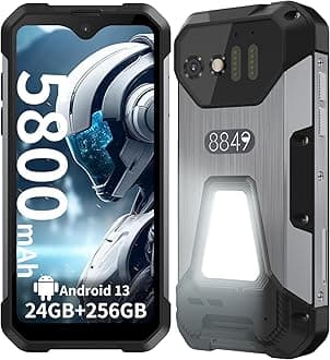 AMAV Unihertz 8849 TANK MINI Tri-Proof Phone, 4.3-inch Compact 4G Outdoor Tri-Proof Smartphone, 24GB RAM+256GB ROM, Waterproof Android 13 Phone, 100MP+32MP Camera, 5800mAh/Camping Lights