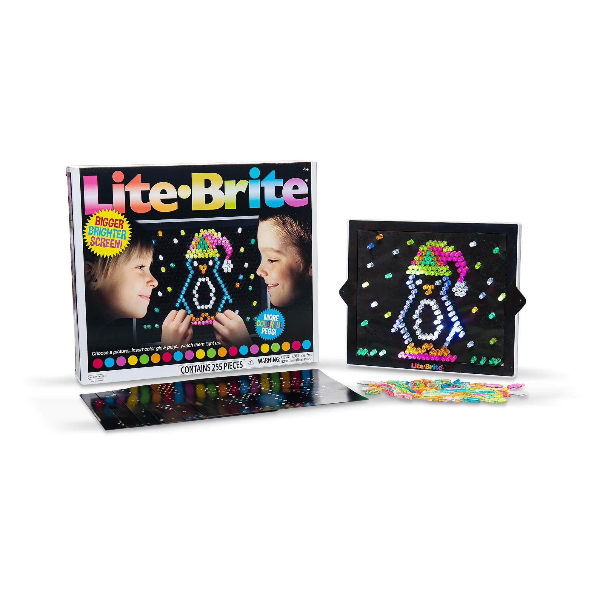 Basic Fun Lite-Brite Ultimate Value Retro Toy, Bigger and Brighter Screen, More Pegs and Templates, Storage Pouch, Gift for Girls and Boys, Ages 4+ (Amazon Exclusive), Black