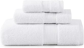 LANE LINEN Luxury Bath Towels Set - 3 Piece 100% Cotton Bathroom Towels, Quick Dry, Extra Aborbent, Super Soft Towels Set 1 Hand Towel, 1 Wash Cloths, 1 Bath Towel, White