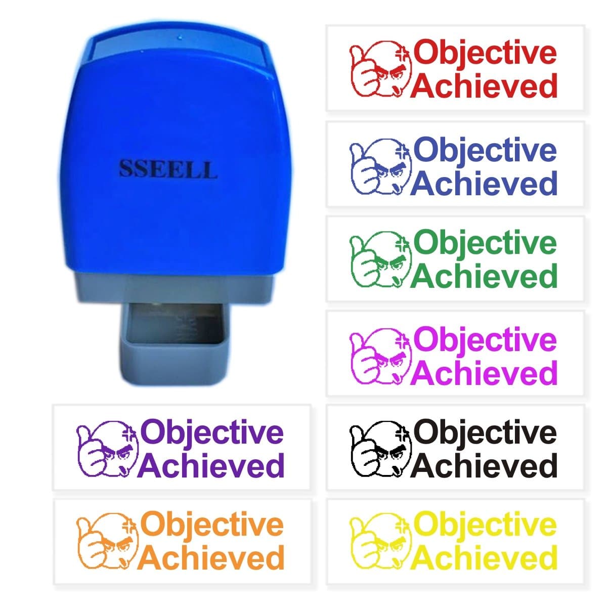 SSEELL Objective Achieved Reward Stamp Self Inking for School Student Teacher Homework Feedback Stamp Rubber Flash Stamp Self-Inking Pre-Inked RE-inkable School Stationary - Purple Ink Color