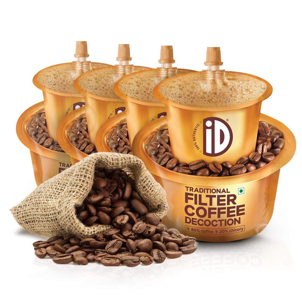 100% Authentic | Bold | Instant Coffee | Decoction Liquid | South Indian Coffee Filter | 80% Coffee & 20% Chicory | Arabica & Robasta Beans | Serve 30 Cups | Pack of 4 | 600ml (150ml Each Pouch)