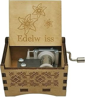 Edelweisses Hand Crank Music Box Laser Musical Box for Men Women Christmas gifts (Edelweisses)