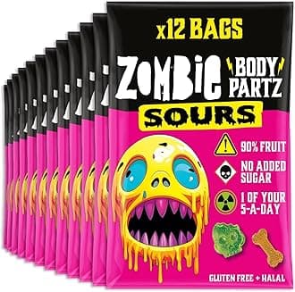 No Added Sugar Sweets, Sour Fruit Gummies (12 Bags), 90% Fruit, Vegan, Healthy Snacks for Adults, Kids, Low Calorie, Gluten Free, Halal, Bulk, Jelly, Tub, Vegetarian, Party Bags, Gummy