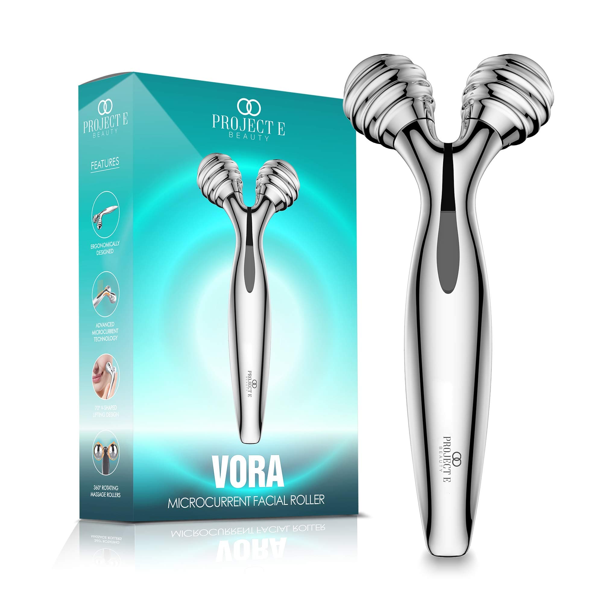 VORA Microcurrent Facial Roller | Solar Microcurrent 3D Face Kneading Ball Roller Massager for V-shaped Facial Lift Skin Tightening Smooth Fine Lines