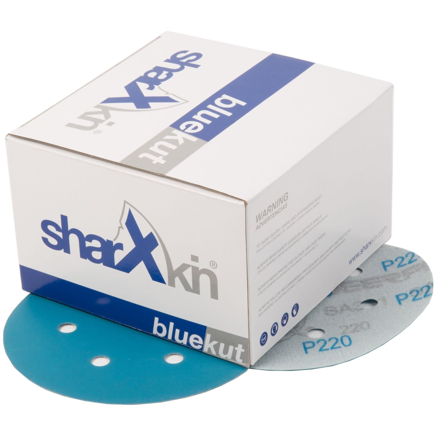 6” Sanding Discs by Sharxkin BlueKut 100-Count Pack 6 Holes Hook and Loop Aluminum Oxide in Multiple Grits for Automotive Car Home Repair Woodworking and Furniture Refinishing (P220 Grit)