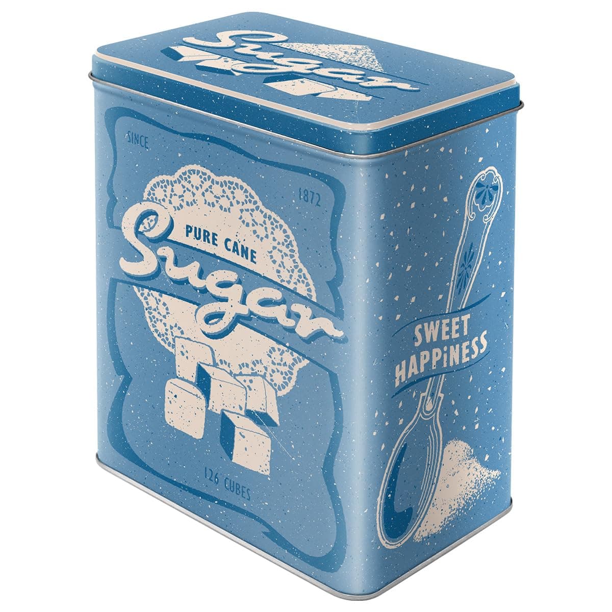 Retro storage tin box L, 101.4 oz, Sugar – Gift idea for your home, large metal sugar can, vintage design