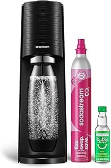 SodaStream - Terra Soda Streaming Machine - STARTER KIT - Sparkling Water Maker with CO2 & Bubly Drop - Eco-Friendly, No Batteries Needed - Black