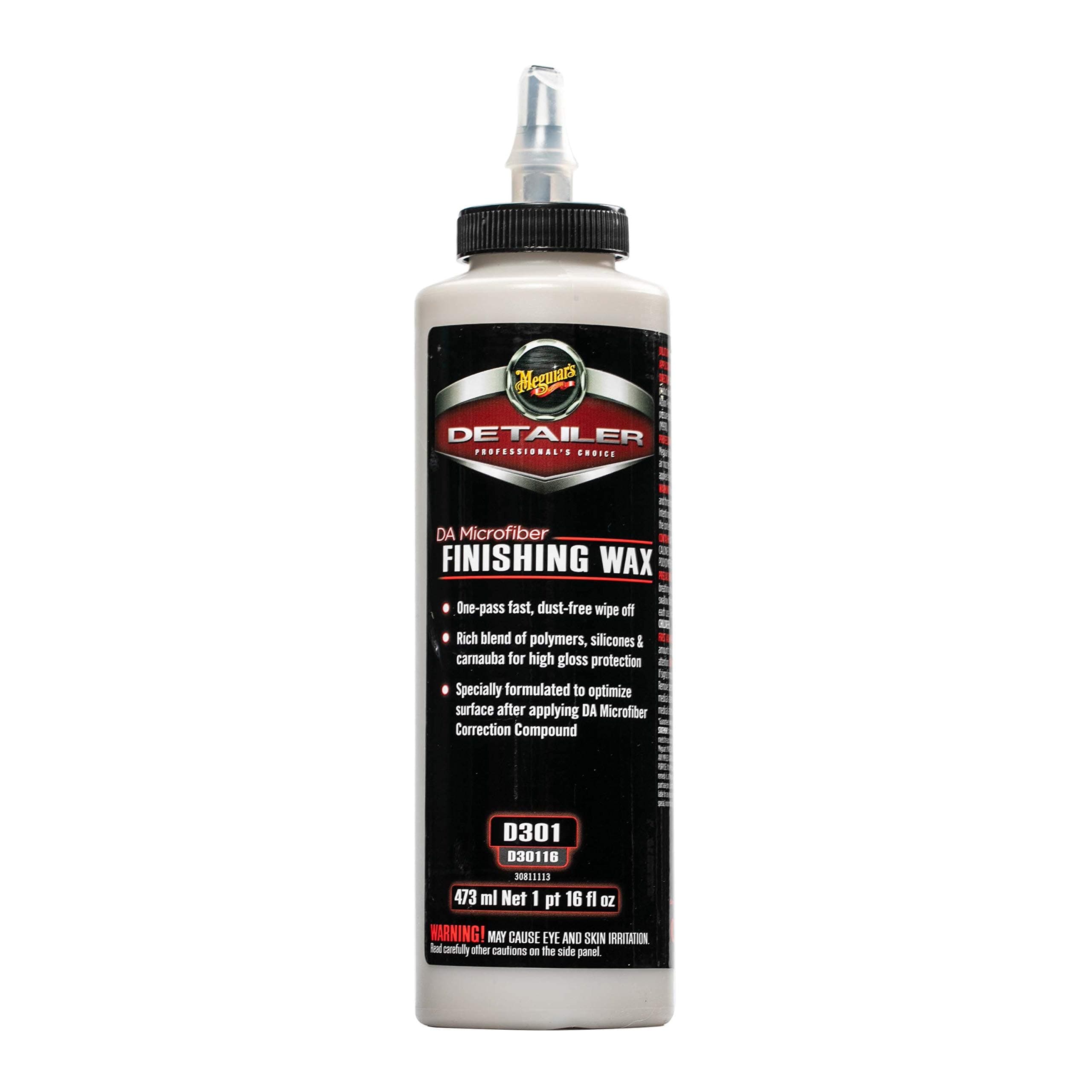 Professional DA Microfiber Finishing Wax D30116 - Pro Microfiber Wax That's Easy to Use and Removes Light Defect while Protecting, Ideal for Use with a DA Microfiber Finishing Disc, 16 Oz