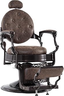 BarberPub Heavy Duty Metal Vintage Barber Chair All Purpose Hydraulic Recline Salon Beauty Spa Chair Styling Equipment 3849 (Brown)