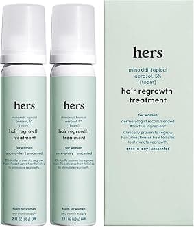 – hers Topical Minoxidil Foam, 5% - Extra Strength Hair Growth Treatment for Women - Clinically Proven to Reduce Hair Loss in 3-6 Months - Unscented, 2 Month Supply, 2 Pack
