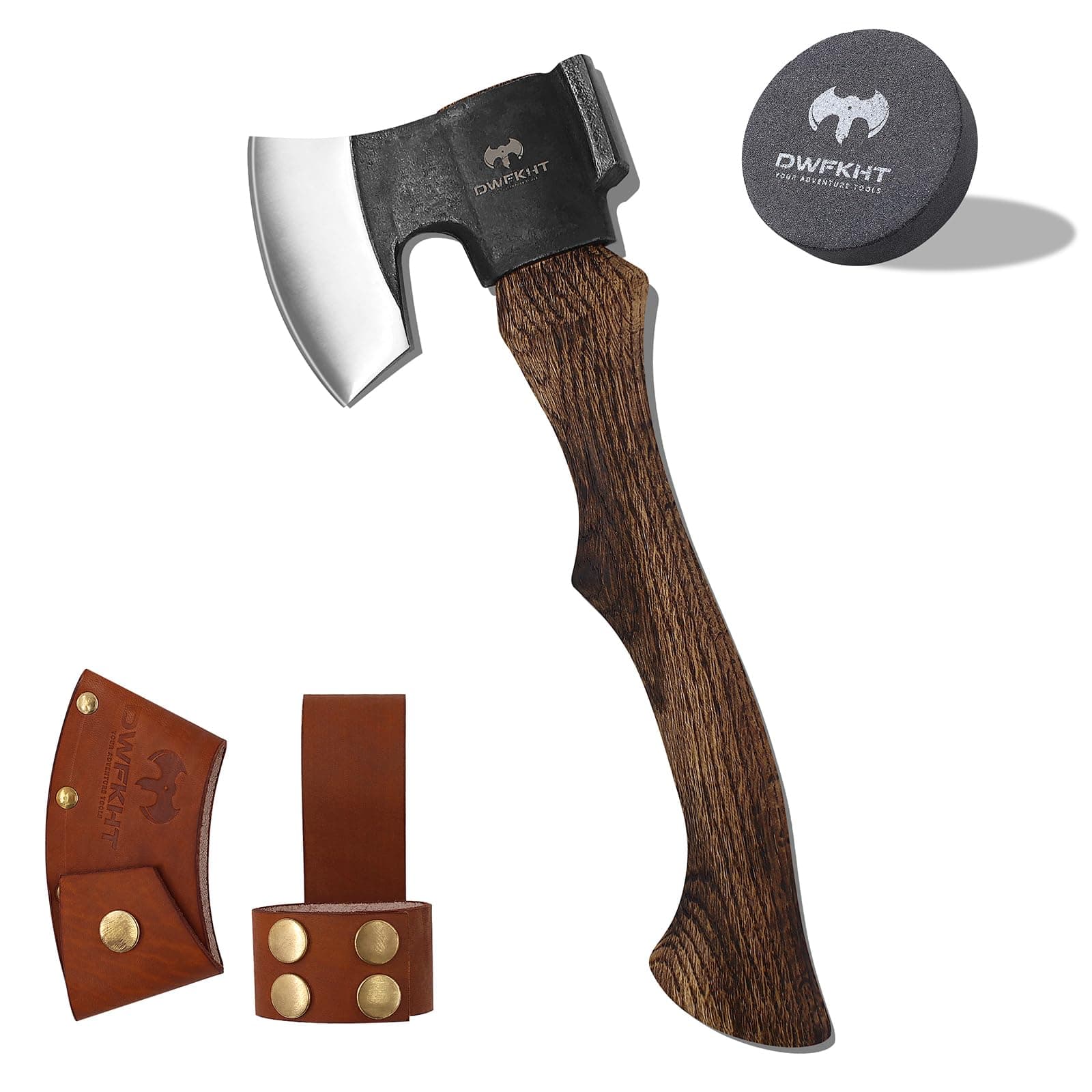 14.3" Hatchet, Camping Axe, Hand Forged Axe with Sheath, Bushcraft Axe with 1065 Carbon Steel and Beech Handle for Wood Splitting and Chopping – Perfect for Outdoor Survival and Adventures