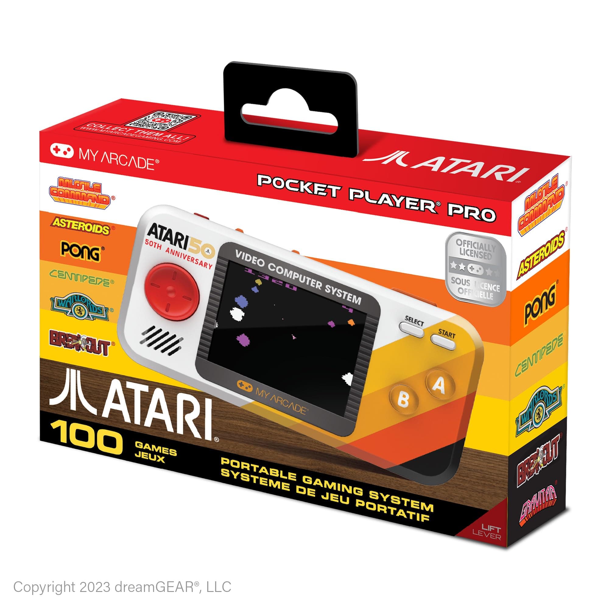 Atari Pocket Player Pro: Handheld Portable Video Game Console with 100 Games, 2.75" Color Display, Ergonomic Design