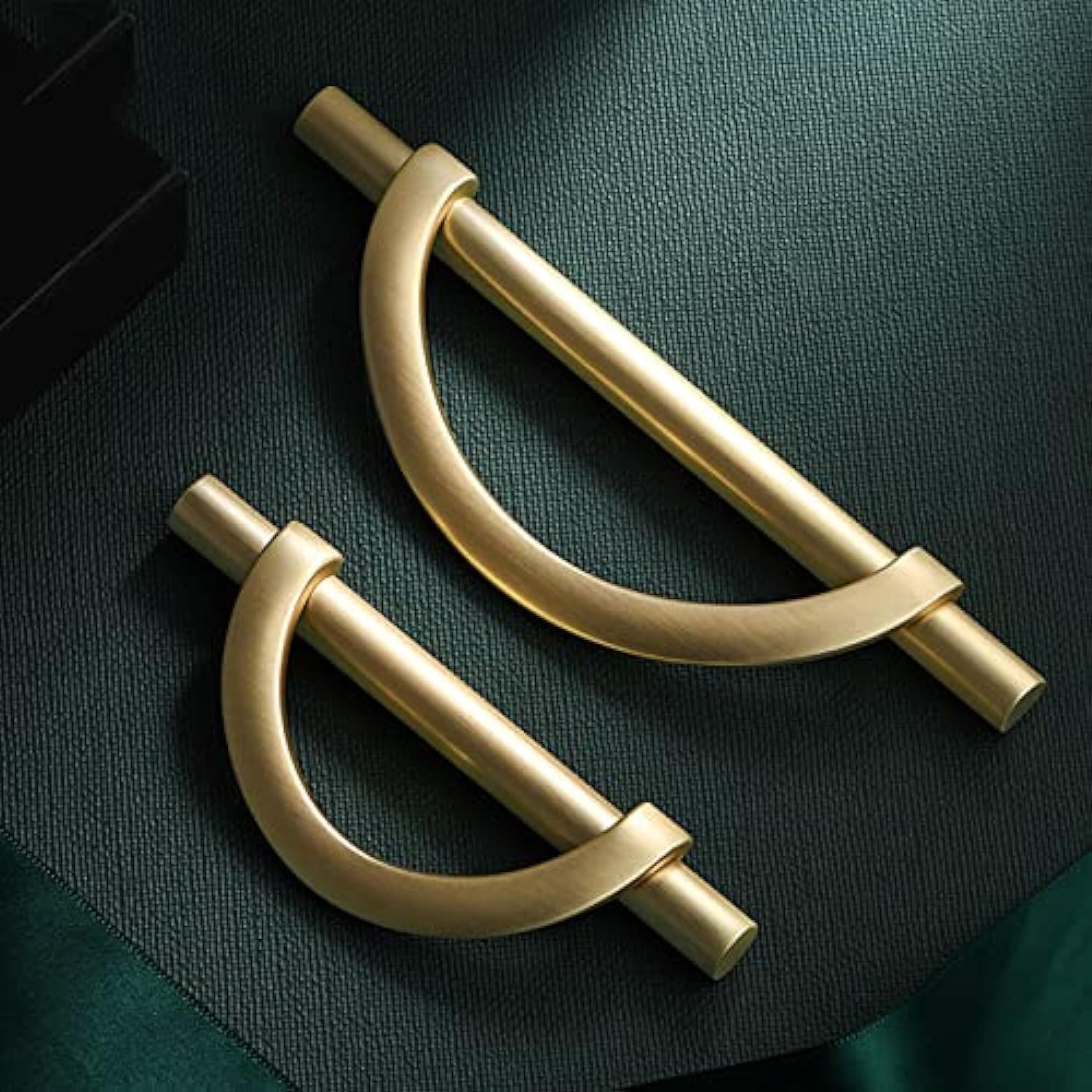 Brushed Gold Cabinet Pulls Drawer Pulls, Half Moon Shape Pulls Gold Drawer Dresser Kitchen Handles Antique Cupboard Door Handles, 4Packs ‎3.75inch