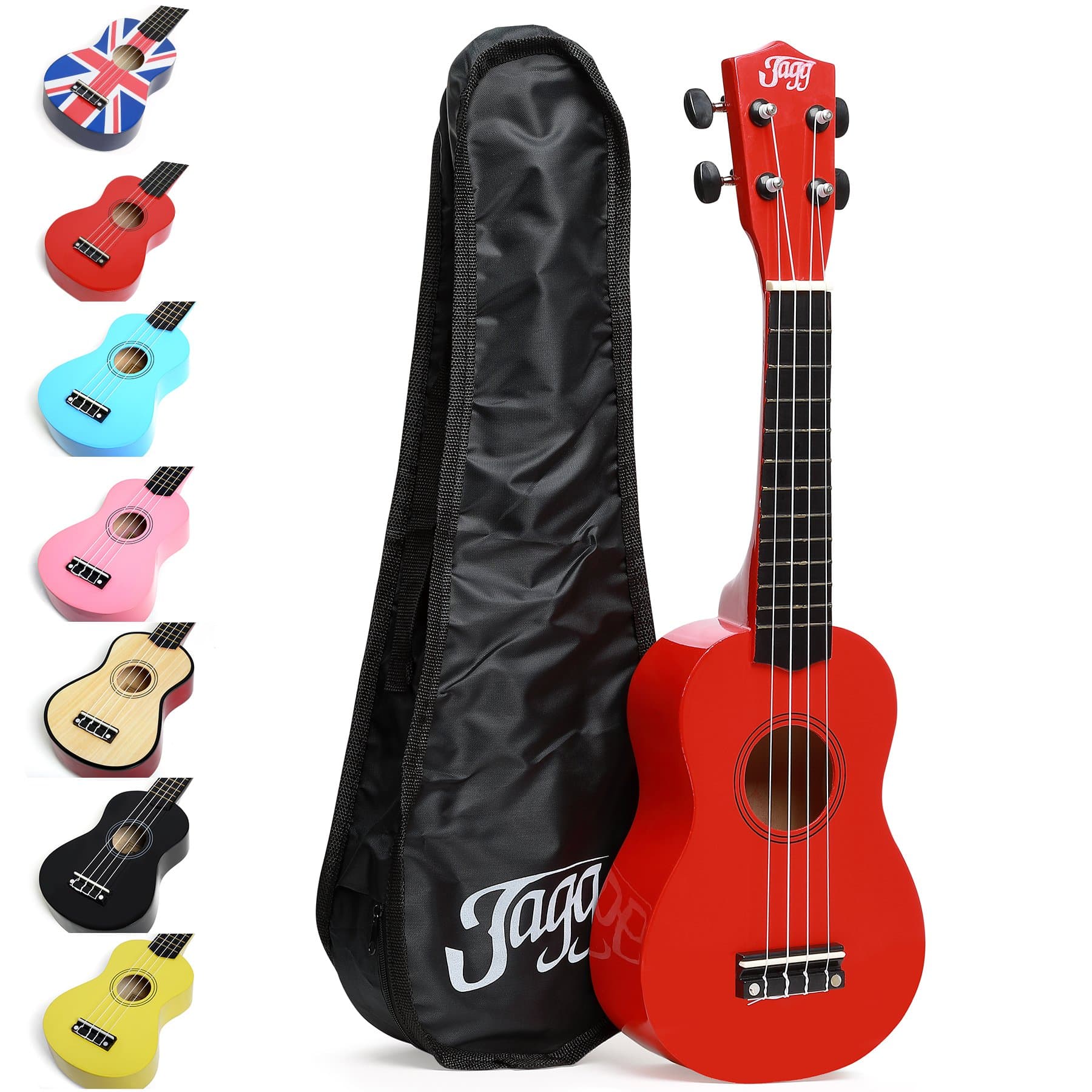 Jagg Traditional Soprano Ukulele with Bag Uke (Red)