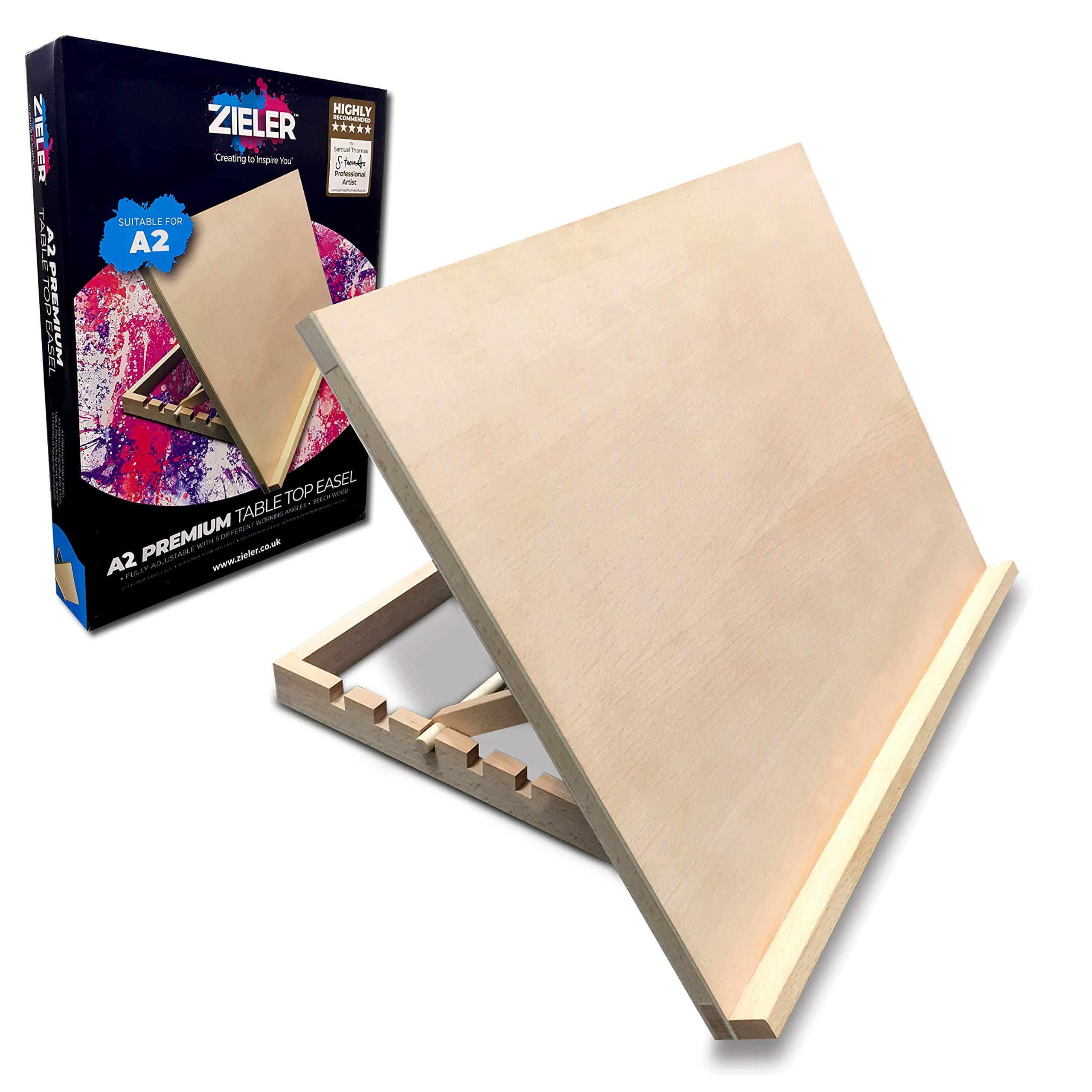 Pablo® - Premium A2 Art & Craft Work Station - A2 Adjustable Wooden Desk/Table Easel/Drawing Board - Ideal for Sketching, Drawing & Planning - Made from Beechwood - 5 Different Angles (A2)