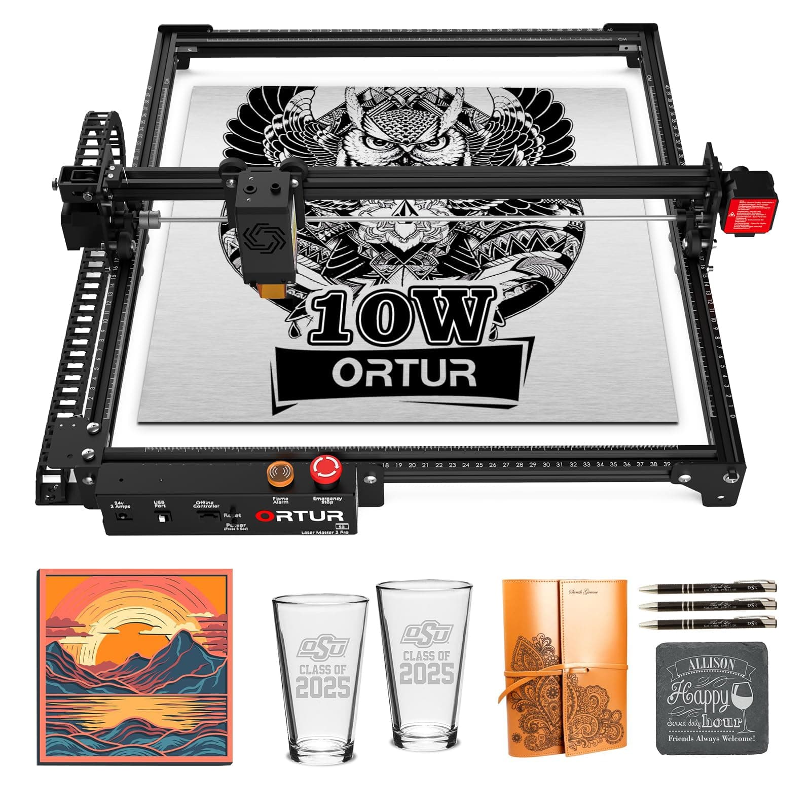 Ortur Laser Master 2 Pro S2 10000mW Laser Engraver, High Precision Laser Engraving Machine, 15,000mm/min Efficient Laser Engraver for Wood and Metal, Acrylic Glass Leather, Laser Class 4