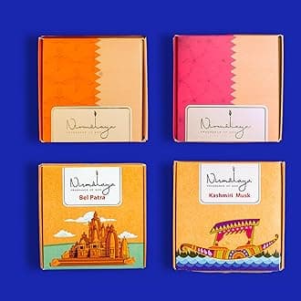 Premium Incense Cones Variety Pack - Organic Dhoop Cones for Pooja and Fragrance | Set of 4 Scents: Bel Patra, Kashmiri Musk, Sandalwood, and Rooh Rose (40 Units Each)