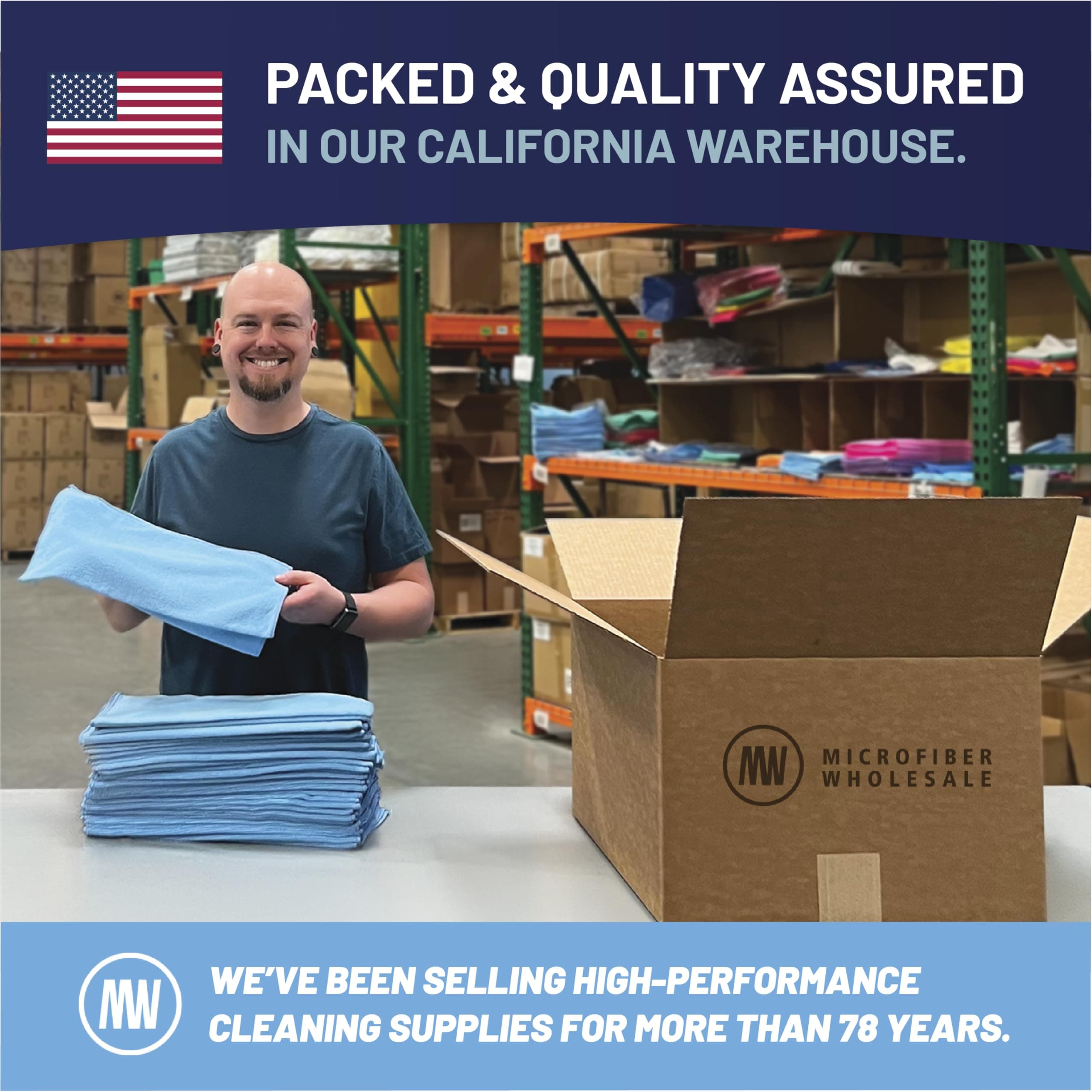 Microfiber Wholesale Buff Cleaning Cloth | White (12 Pack) | Size 16" x 16" | All Purpose Towels - Clean, Dust, Polish, Scrub, Absorbent