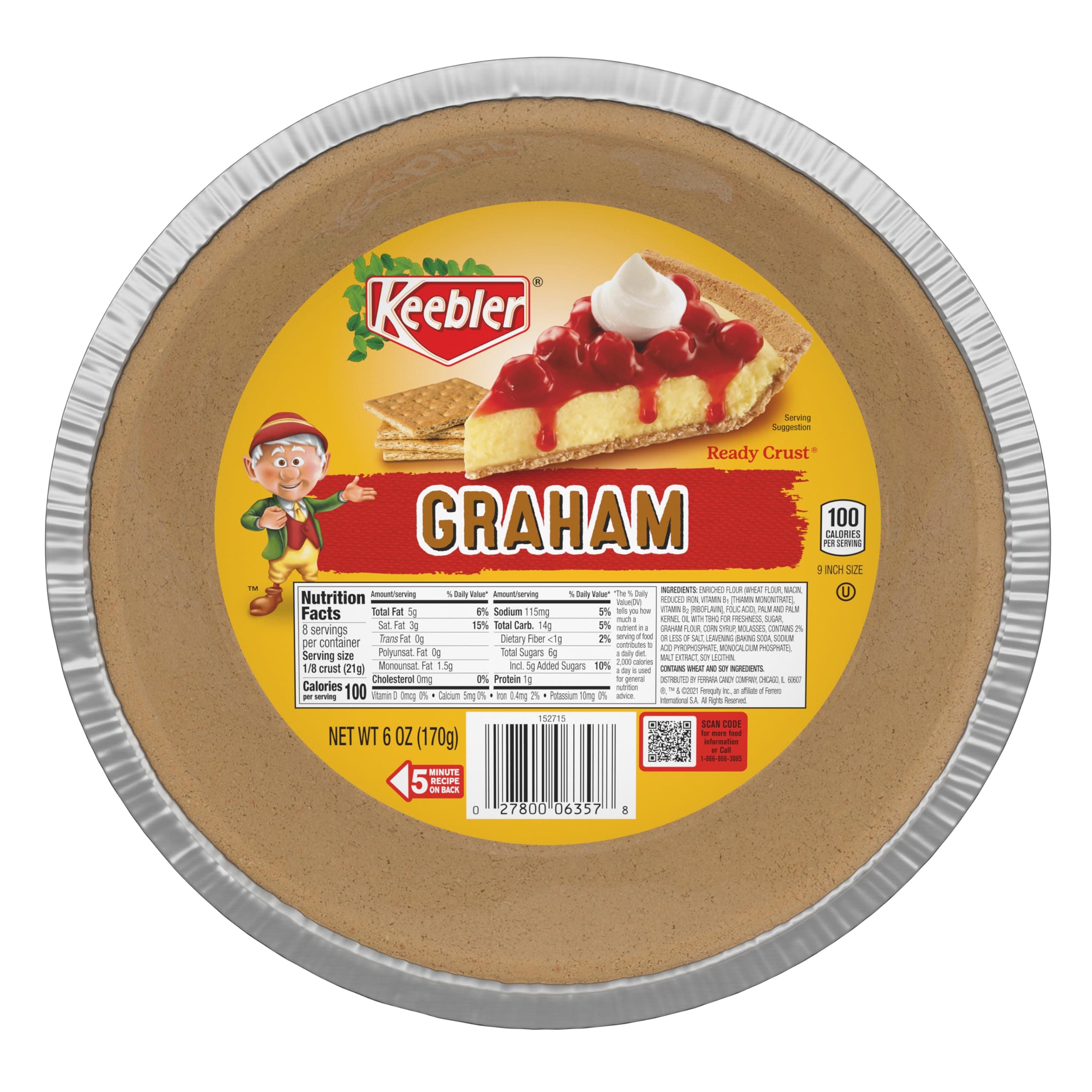 Keebler Ready Crust 9-Inch Graham Cracker Pie Crust, For Baking And No-Bake
