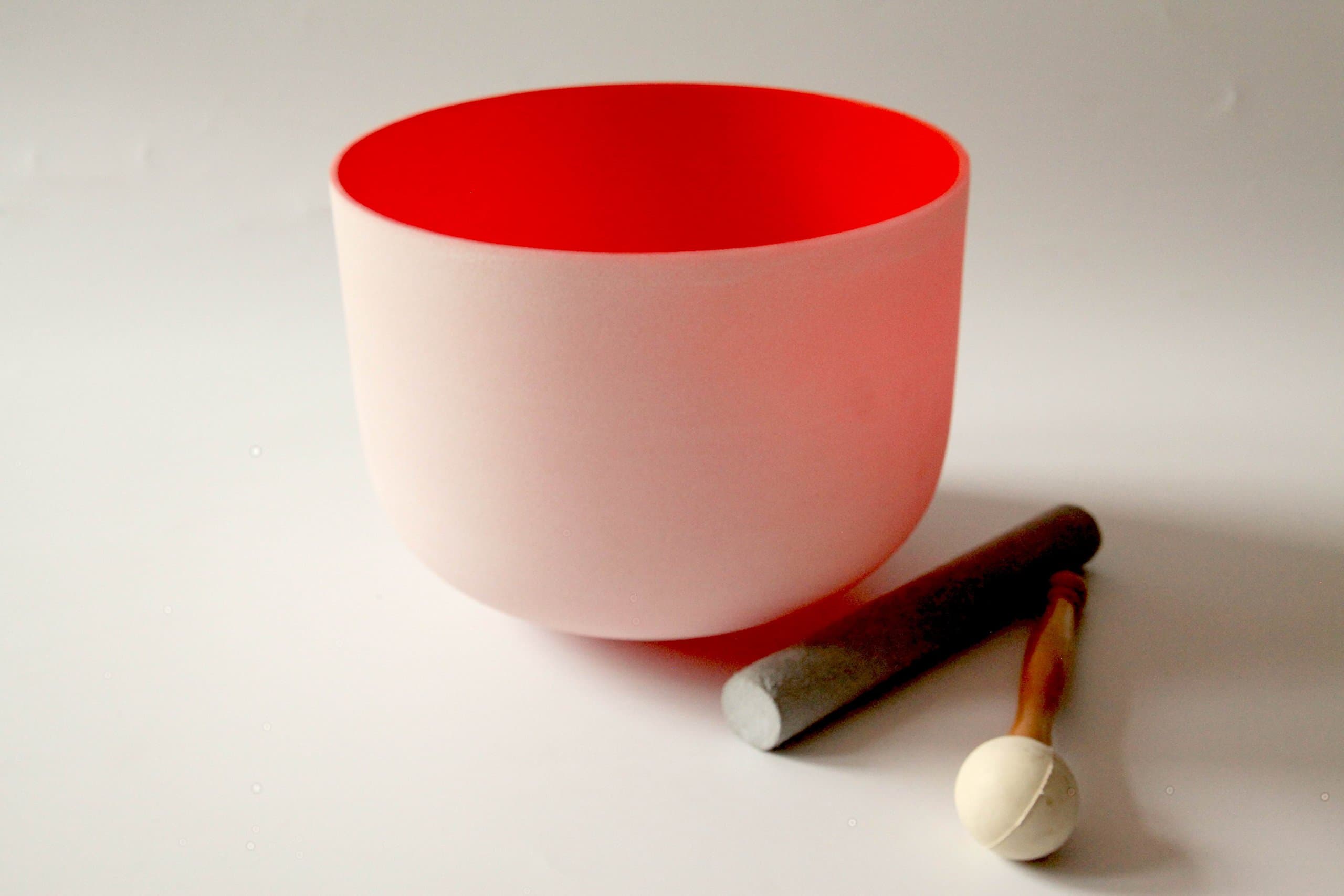 Sound Healing C note Root Chakra Red Colored Frosted Quartz Crystal Singing Bowl 10 inch + mallet & O-ring
