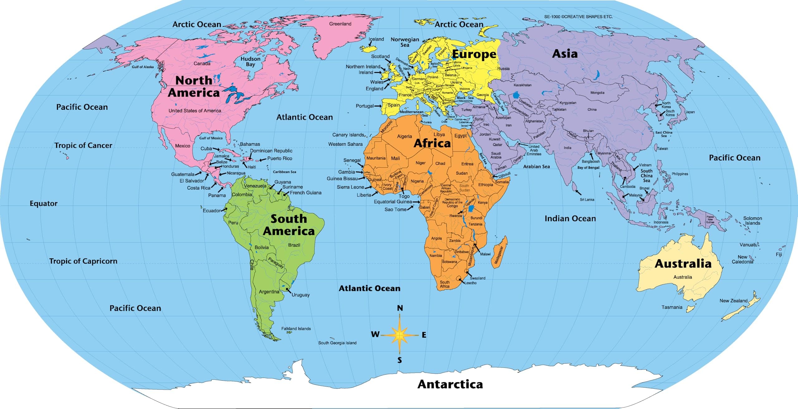 8” x 16” Labeled World Practice Maps, 30 sheets in a pack for Social Studies, Geography, Map Activities, Drill and Practice, Current Event Activities, Learning Games and more