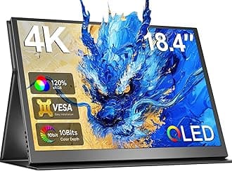 Newsoul Portable Monitor 4K QLED, 18.4" UHD 3840 * 2160 Laptop Monitor, 120% sRGB Large Portable Screen Built-in USB-C Mini HDMI with VESA & Cover Second Screen for Phone Game Console