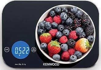 Digital Kitchen Scale | Food Scale | Weighing Scale | Weight Scale | 8Kg/22lbs Capacity 4MM Tempered Glass, Touch Control, Tare/Zero Function, Auto Shut-Off (Batteries Included) WEP50.000BK