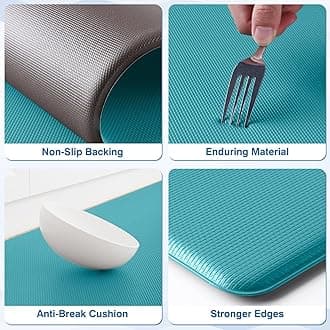 StepRite Kitchen Mats, 2PCS Kitchen Rugs, Cushioned Anti Fatigue Kitchen Mats for Floor, Non-Slip Standing Desk Mat, Waterproof Kitchen Rug Set for Kitchen, Floor, Office,17.3"×30"+17.3"×59",Green