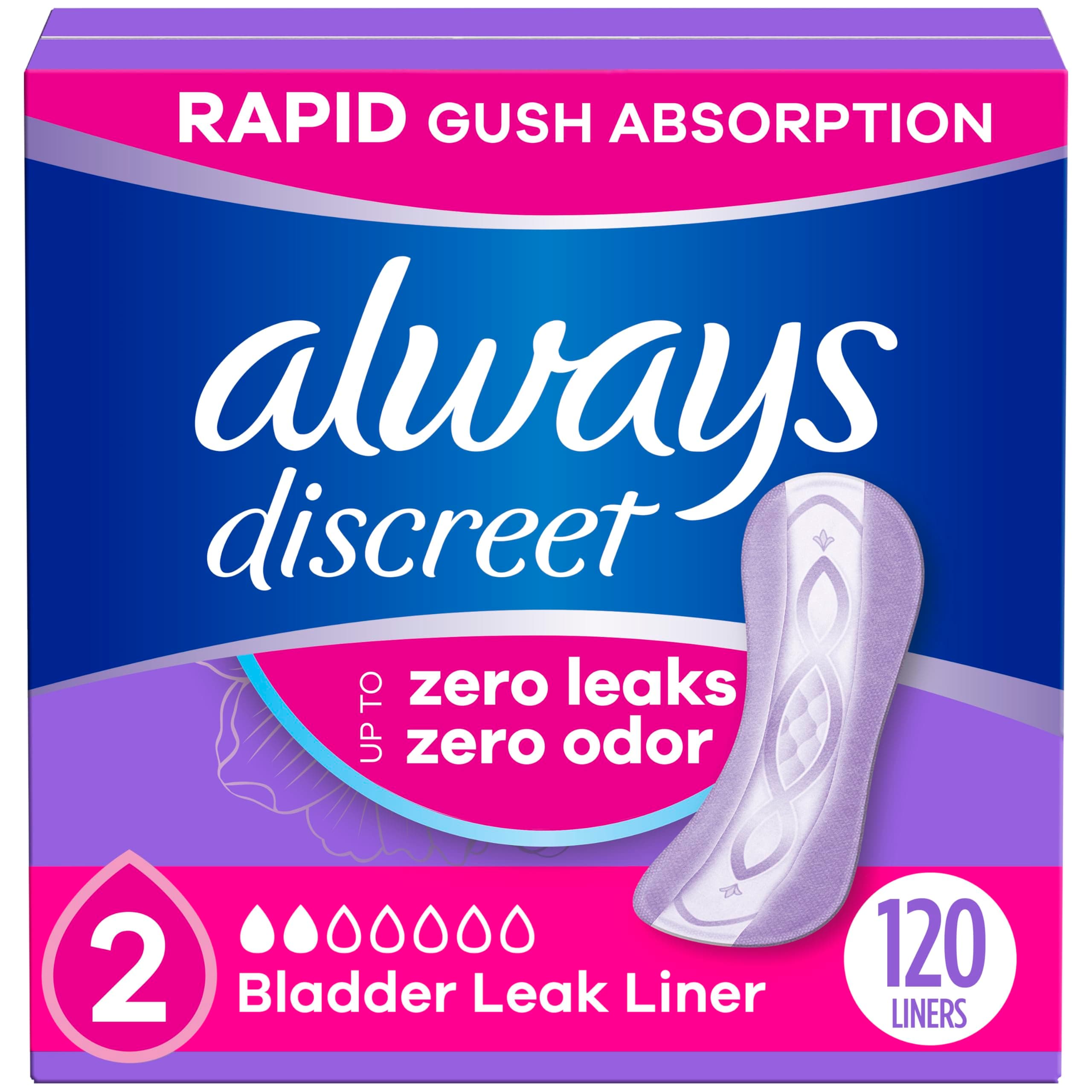 Always Discreet Very Light Regular Length Incontinence Liners, 120 Count by Always
