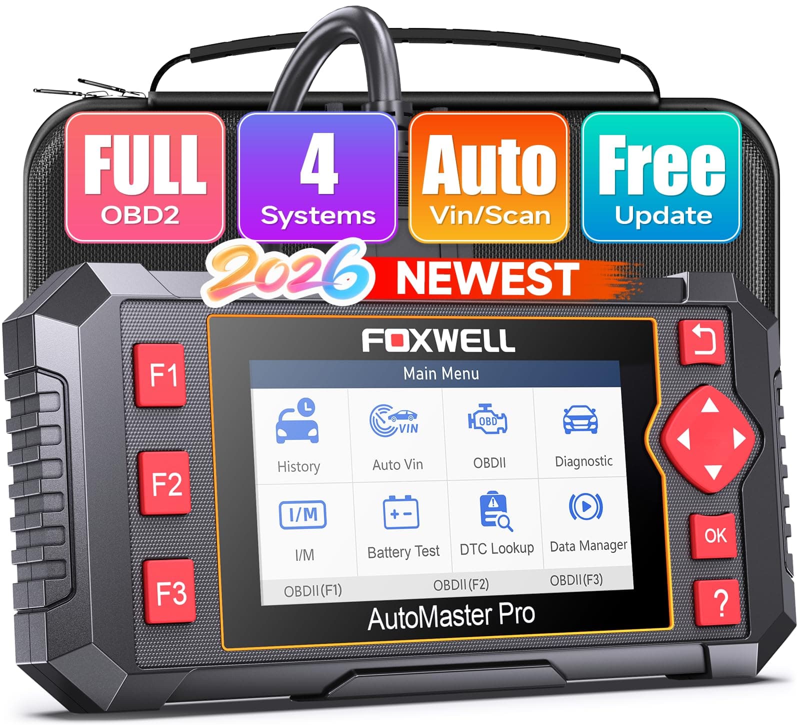 2026 FOXWELL NT604 OBD2 Scanner, Engine/ABS/SRS/Transmission Comprehensive Car Diagnostic Tool, Code Reader for Cars and Trucks, Precise Scan Tool for All Vehicles, EN/ES, Lifetime Free Upd.,Live Data