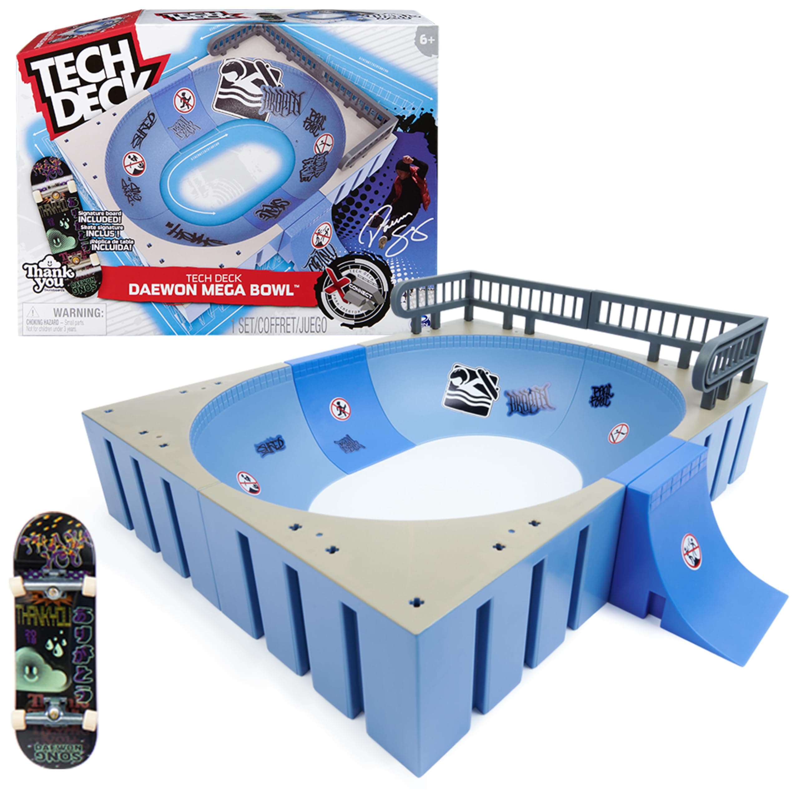 Daewon Mega Bowl, X-Connect Park Creator, Customisable and Buildable Ramp Set with Exclusive Fingerboard, Kids’ Toy for Ages 6 and up