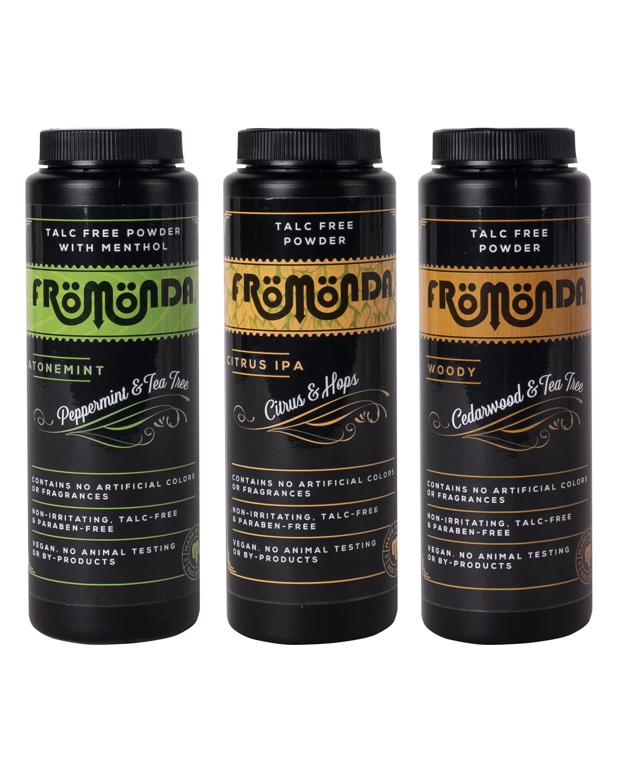 (Multi-Scent) Body Powder (5 oz. 3-Pack) Unisex, Talc-Free, Anti-Chafing, Sweat Defense with Essential Oils