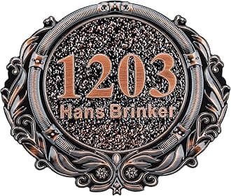 Personalized Cast Address Sign House Number Home Address Plaque 12 Inch, Custom Steet House Number Sign, Metal or Acrylic Antique Brass for Outside Vintage