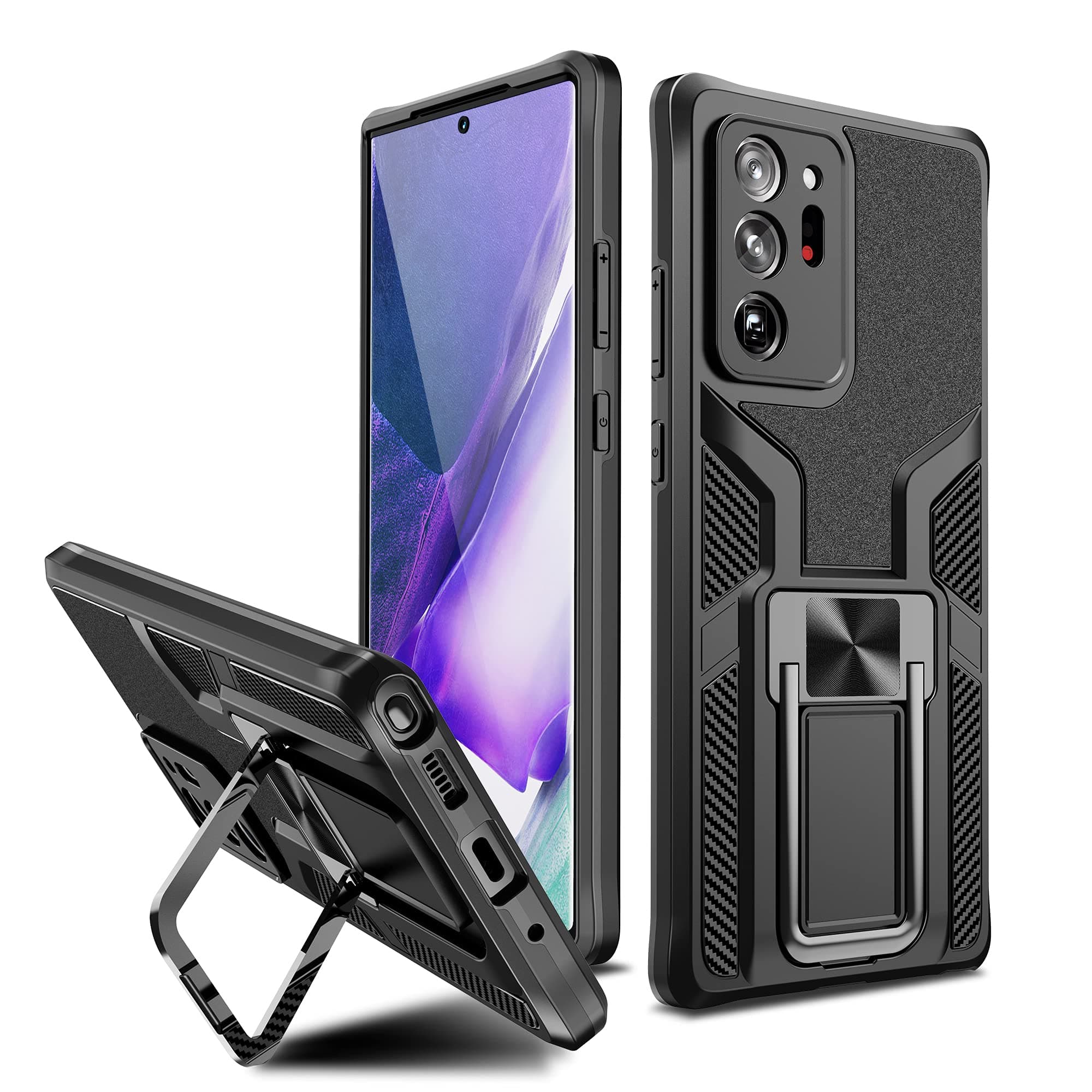 OJBK Designed for Samsung Galaxy Note 20 Ultra Case 6.9 inch with Kickstand, [Military Grade Drop Shockproof] Carbon Fiber Series, Slim Protective Cover Case for Samsung Galaxy Note 20 Ultra