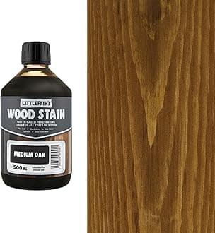 Littlefair's Wood Stain Water Based - 500 ml - Indoor Furniture Stain Light & Dark Finishes - Special Non Toxic & Eco Friendly Formula - Wood Stain for Crafts - Colour: Medium Oak