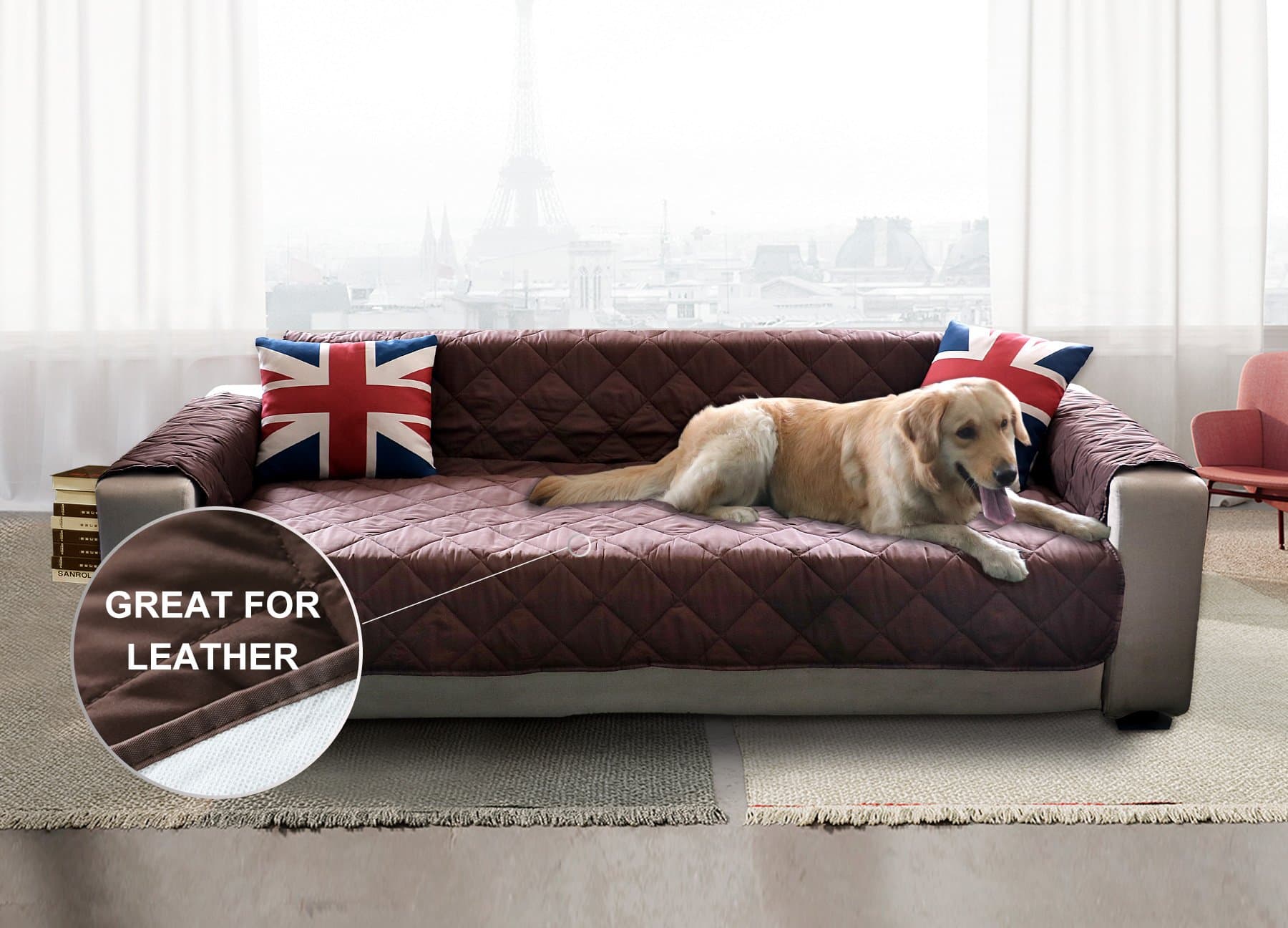 Sofa Slipcover Reversible Sofa Protector,Chocolate,69"*74"