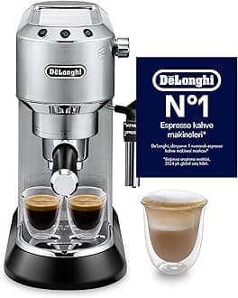 DeLonghi EC685.M Dedica Style Pump Espresso Coffee Machine | Espresso, Cappuccino, Latte & More Recipe Options| Coffee Maker Machine for Home | 15 Bar Pressure, 1350 W|Free Demo & Installation|Metal