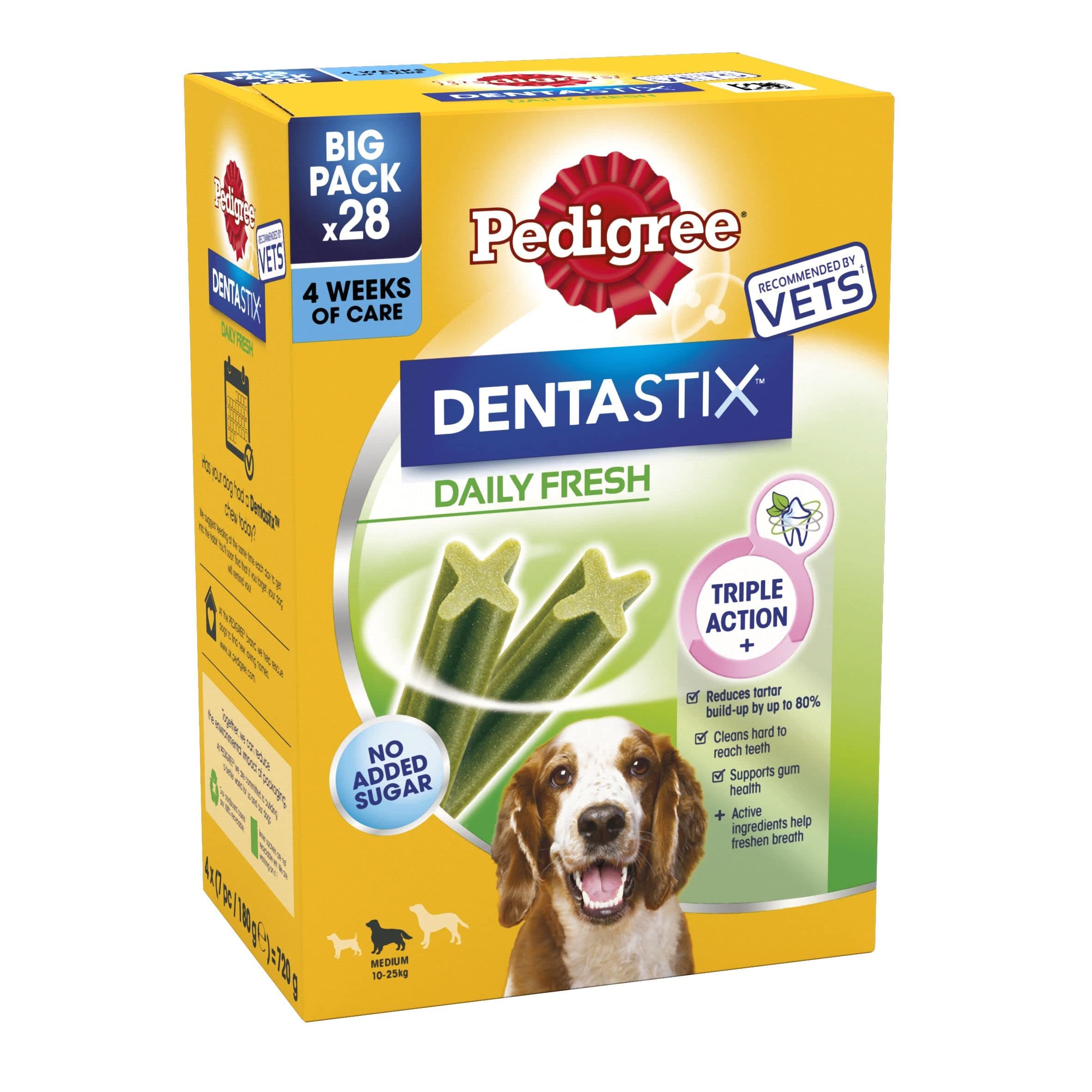 PEDIGREE DENTASTIX Fresh - Dental Dog Chews - Medium Dogs 10-25kg - 4 x 28 Sticks - Megapack of Dog Dental Sticks