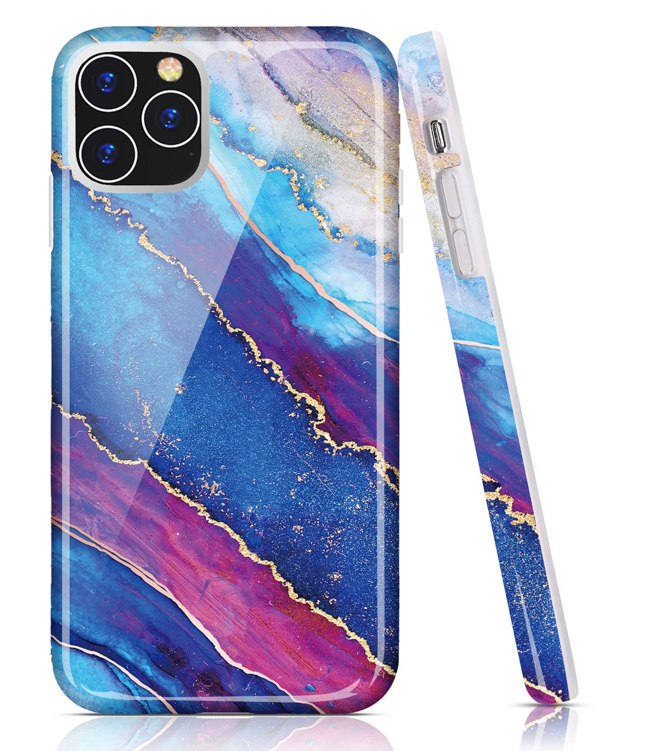 BAISRKE for iPhone 11 Pro Max Case,Marble Design Slim Flexible Soft Silicone Bumper Shockproof Gel TPU Rubber Glossy Skin Cover Phone Case for iPhone 11 Pro Max 6.5 inch - Blue