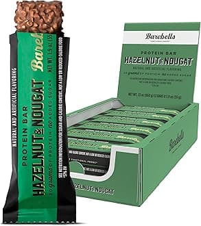 Barebells Protein Bars Hazelnut & Nougat - 12 Count, 1.9oz Bars - Protein Snacks with 20g of High Protein - Chocolate Protein Bar with 1g of Total Sugars - On The Go Protein Snack & Breakfast Bars