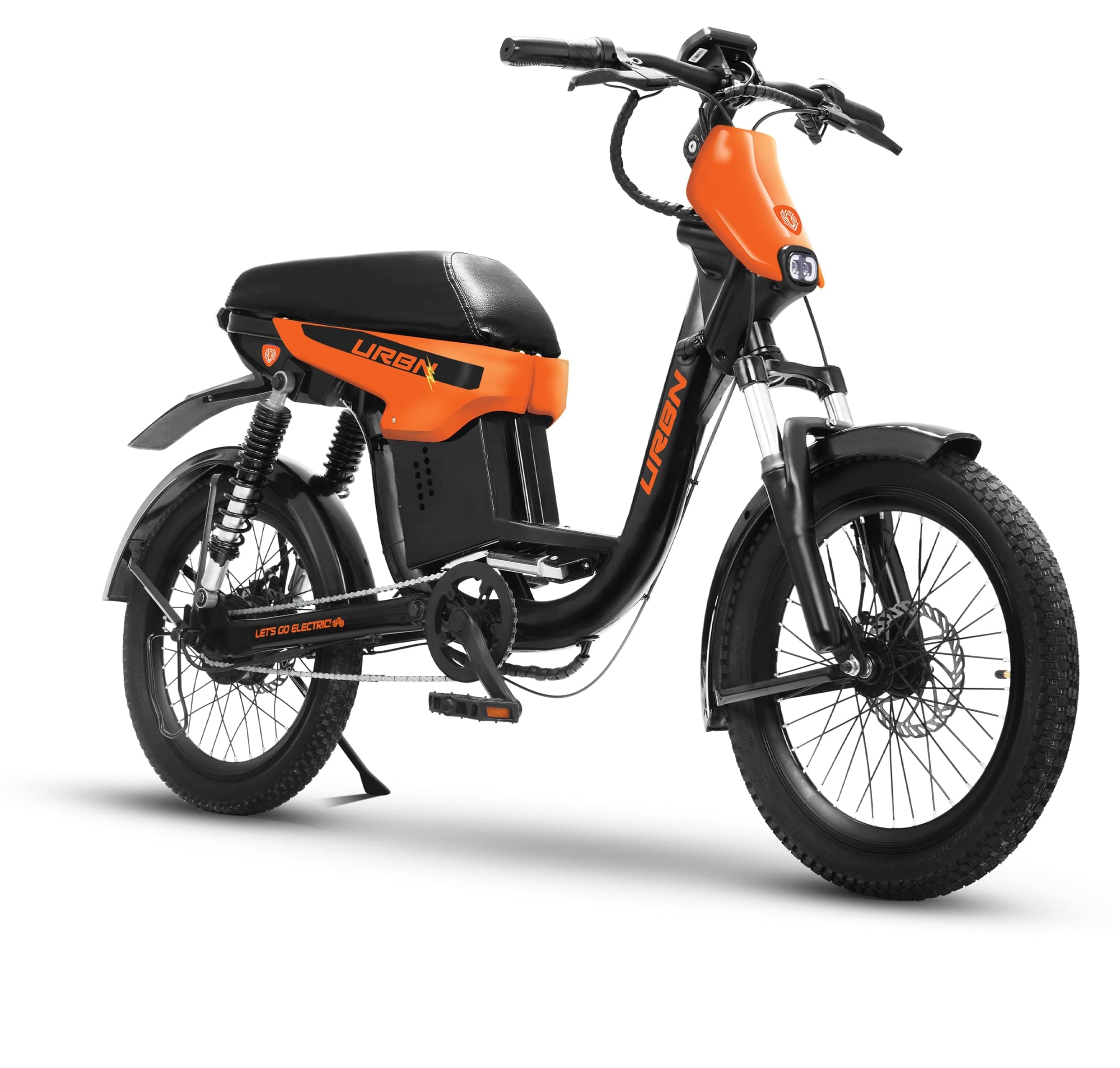 URBN E-Moped - Standard | 105 Km Range | 250W 36V BLDC Motor | Removable Battery - 20Ah Lithium-ion | 120 Kg Load Capacity | Spring + Hydraulic Suspension | 20" Tyres | Orange