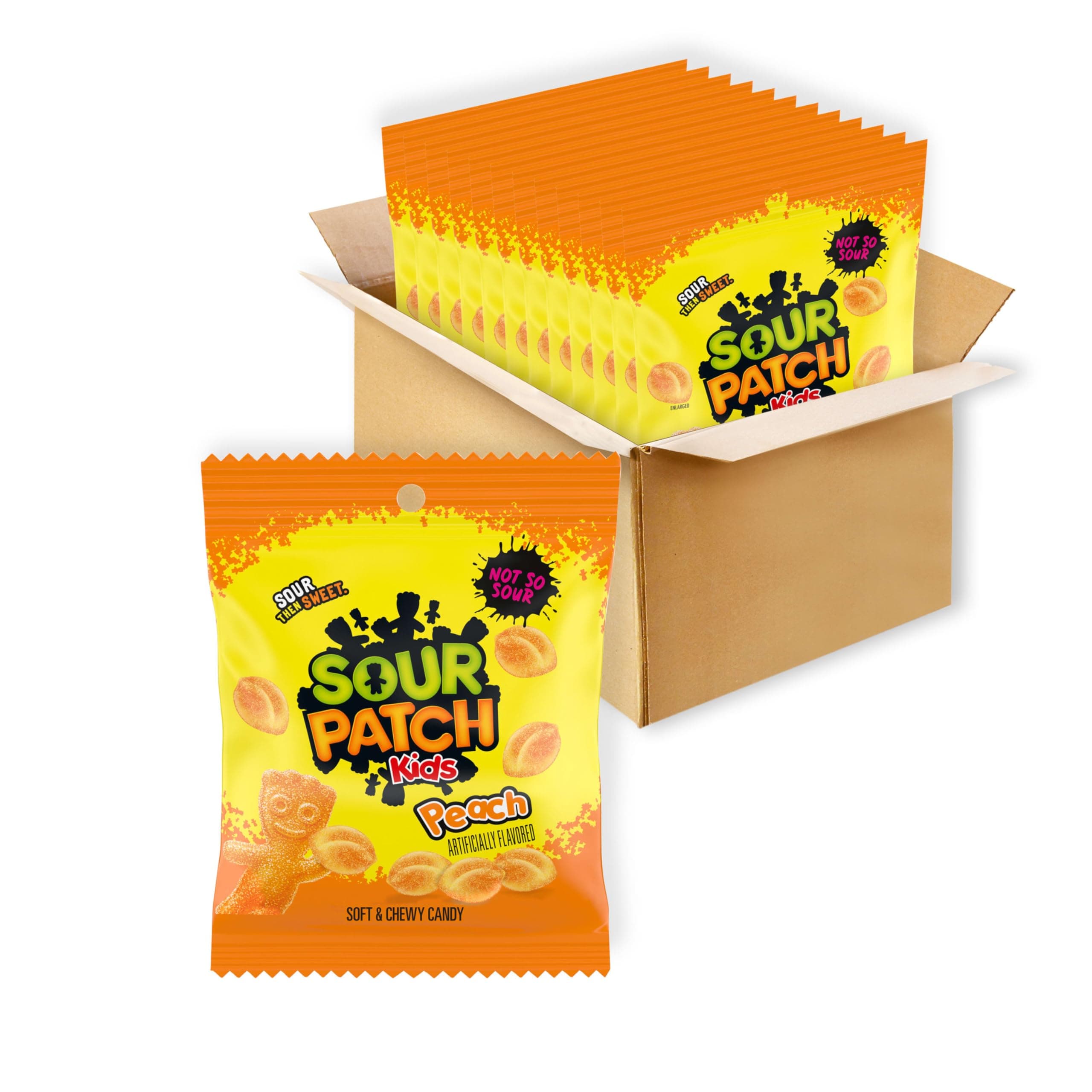 Peach Soft & Chewy Gummy Candy, Bulk Candy, 12 - 3.56 oz Bags