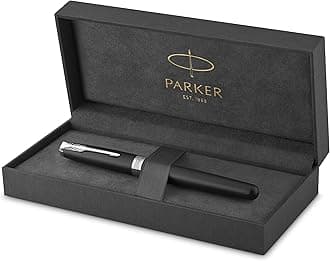 Sonnet Rollerball Pen, Matte Black Lacquer with Palladium Trim, Fine Point Black Ink (1931523), Matte Black and Chrome