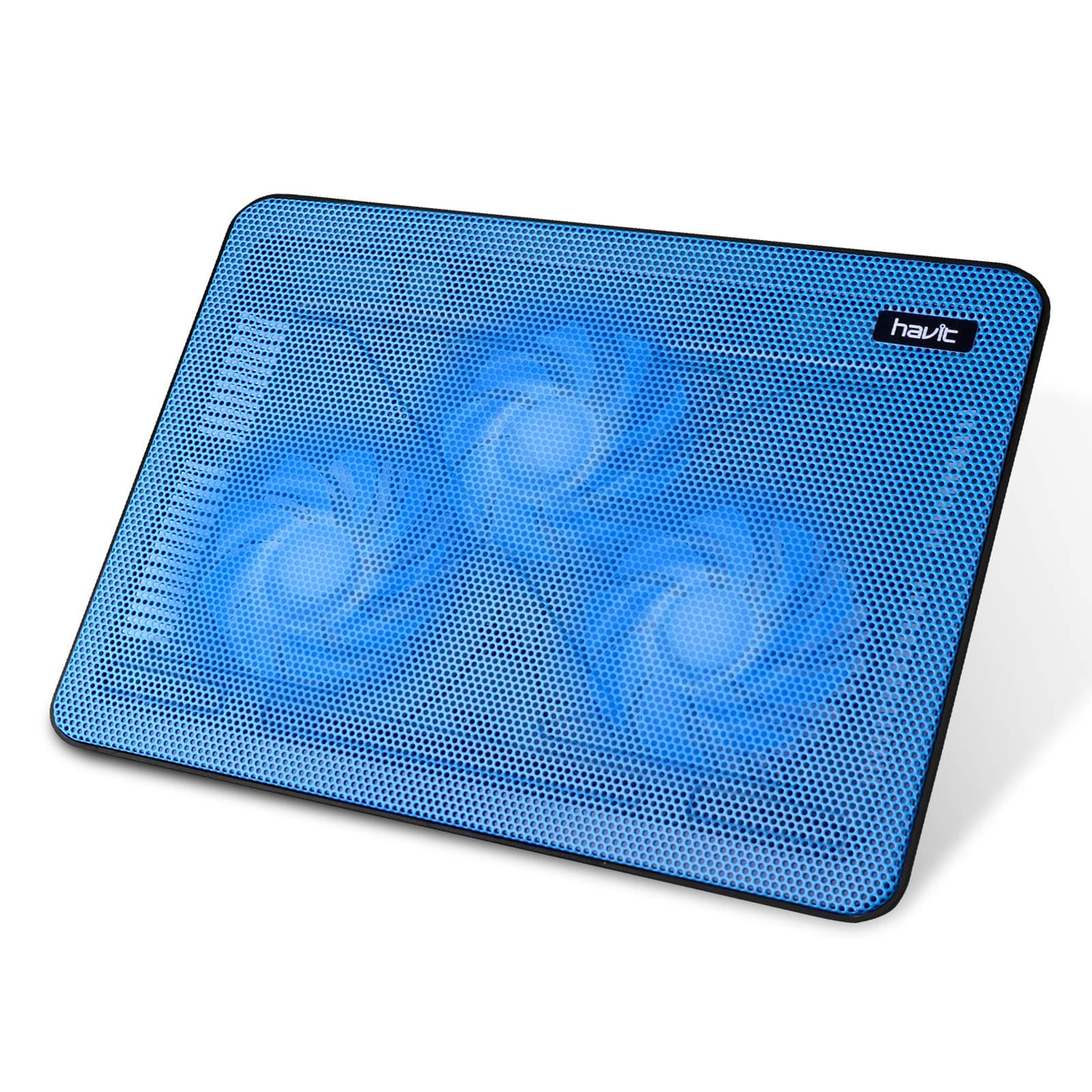 Havit Cooling Pad Computer Laptop Cooler with 3 Quiet Fans and 2 USB Ports, 15.6-17in (Blue)