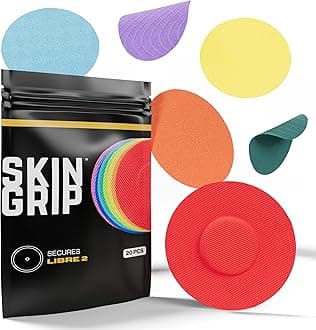 Skin Grip CGM Patches for Freestyle Libre (20-Pack), Waterproof & Sweatproof for 10-14 Days, Pre-Cut Adhesive Tape, Continuous Glucose Monitor Protection (Multi-Color)