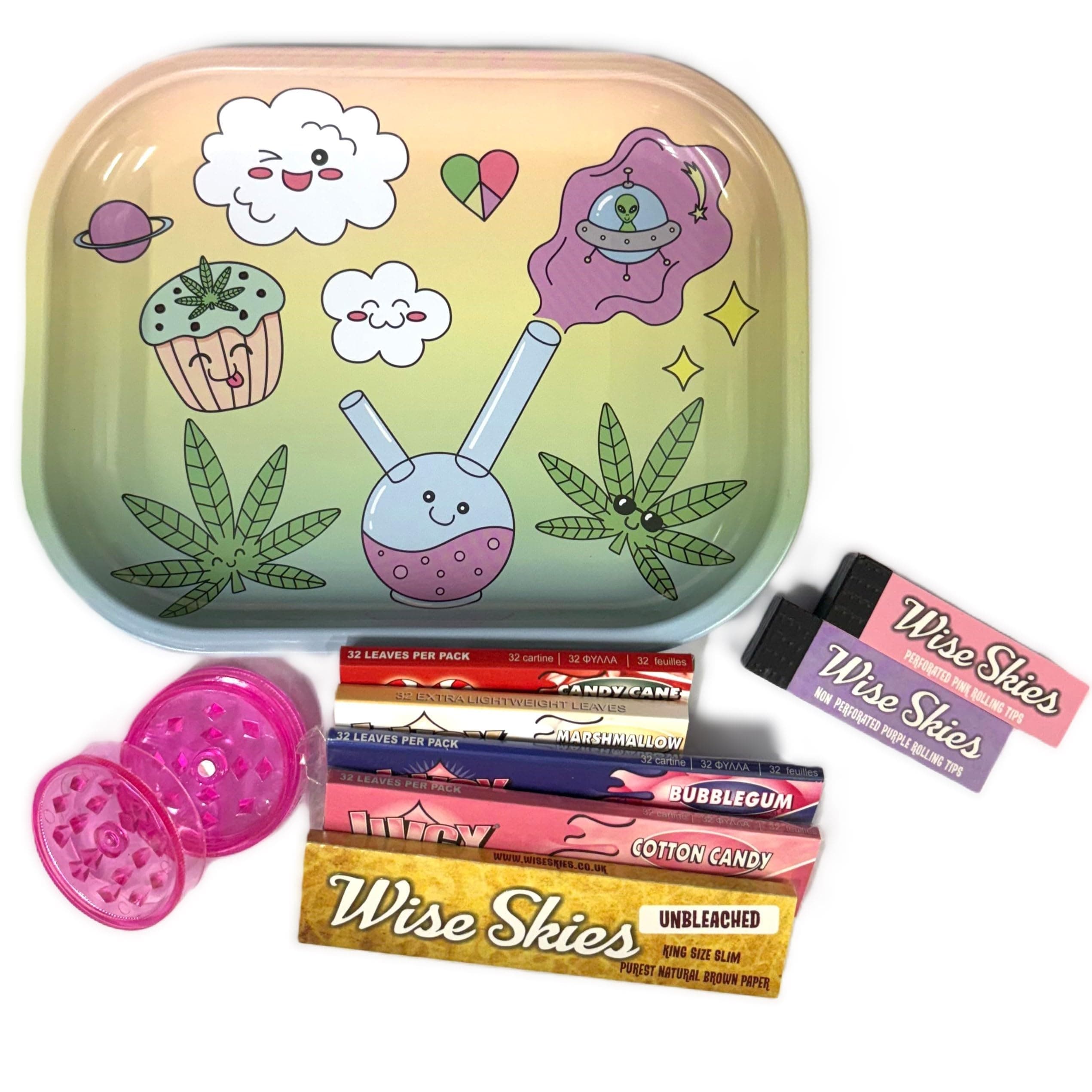 Wise Skies Cute Rolling Tray Set Rolling Tray Pink Rolling Tray Rolling Paper Holder Pink Rolling Papers