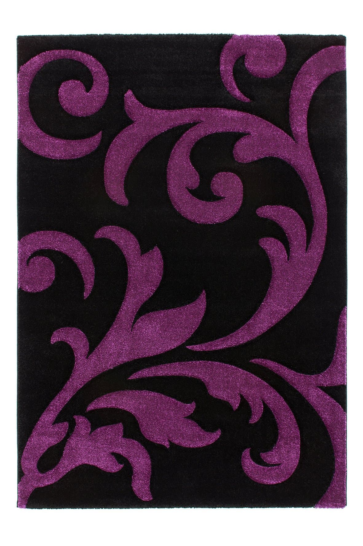 Sona-Lux Machine Made Rug Hand Carved 3D Effect Black Violet Choose Size 120 x 170 cm